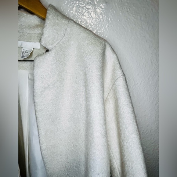 H & M Open Front Cream Mixed Wool Coat w/ Drop Sleeves - Picture 5 of 13